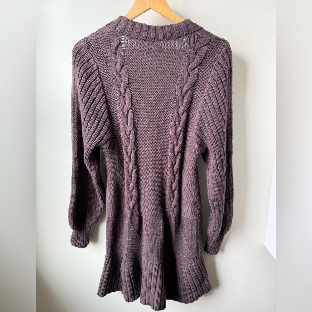 FREE PEOPLE Penelope Mini Sweater Dress‎ Cable Knit Brown Cottagecore Boho XS